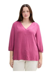 Tom Tailor Große Größen Bluse mit V-Ausschnitt und 3/4-Arm Gr. 54 rot für Damen