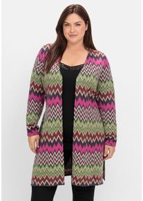 sheego by Joe Browns Große Größen Lange Strickjacke im Zickzack-Jacquardmuster Gr. 40/42 rot von sheego für Damen