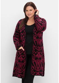 sheego by Joe Browns Große Größen Offene Longstrickjacke mit Jacquardmuster Gr. 48/50 schwarz von sheego für Damen