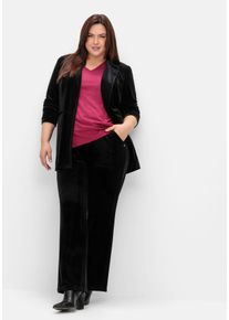 Große Größen Gerade Samthose mit Teilgummibund Gr. 50 schwarz von sheego für Damen