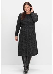 Große Größen Midikleid aus Interlock, im Jacquardmuster Gr. 48 schwarz bedruckt von sheego für Damen