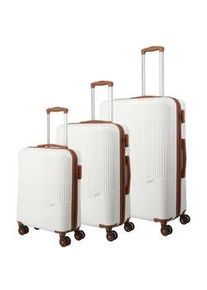 Trolleyset Travelite "BALI 4w L/M/S" braun (weiß/cognac) Koffer-Sets Kofferset Reisegepäck Reisekoffer Hartschallenkoffer TSA Schloss