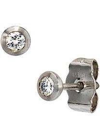 Paar Ohrstecker Jobo Ohrringe Gr. SI = kleine Einschlüsse, Platin 950-Diamanten, grau (platin 950) Damen rund 950 Platin mit 2 Diamanten