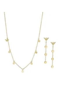 Ohrring und Ketten Set Emporio Armani "LOGO, KREIS, RUND, EGS3064SET" Schmuck-Sets goldfarben (gelbgoldfarben) Damen