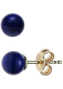 Paar Ohrstecker Jobo Ohrringe Gr. Gelbgold 585, gelb (gelbgold 585) Damen 585 Gold mit Lapislazuli