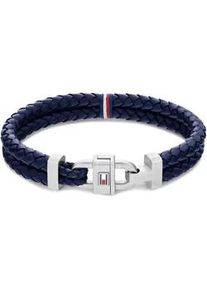 Armband Tommy Hilfiger "Schmuck Edelstahl Armschmuck Lederarmband" Armbänder Gr. Leder-Edelstahl, blau (blau, edelstahlfarben) Herren