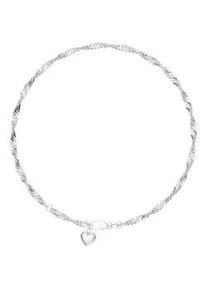 Fußkette mit Anhänger Firetti "Schmuck Geschenk Silber 925 Körperschmuck Herz+LIEBE Singapurkette" Fußkettchen Gr. Silber 925 (Sterlingsilber), silberfarben