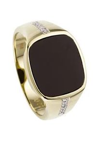 Fingerring Jobo "Ring mit Onyx und 12 Diamanten" Fingerringe Gr. 64, SI = kleine Einschlüsse, Gelbgold 585-Diamanten, schwarz (schwarz, schwarz) Herren 585 Gold bicolor