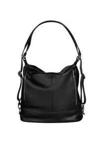 Cityrucksack Samantha Look Gr. B/H/T: 34cm x 31cm x 15cm, schwarz Rucksäcke echt Leder, Made in Italy