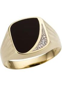 Siegelring Firetti "Schmuck Geschenk Gold 333 Herrenring Farbsteinring Onyx" Fingerringe Gr. 22, 0,01 ct P2 = erkennbare Einschlüsse, Gelbgold 333-Diamanten, 15mm, goldfarben (gelbgoldfarben, silberfarben, schwarz, weiß, schwarz) Herren mit Onyx - Brillant