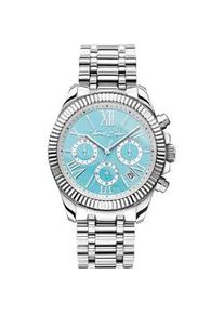 Chronograph Thomas Sabo "DIVINE CHRONO" Armbanduhren silberfarben (silberfarben, hellblau) Damen Quarzuhr, Armbanduhr, Damen, Datum, Stoppfunktion, 1224-Std.-Anzeige