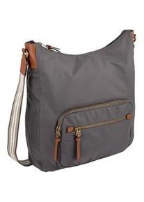 Hobo Camel Active "Bari", Damen, Gr. B/H/T: 35cm x 38cm x 13cm, grau, Nylon, kontrastfarbene Details, Taschen Hobo, aus hochwertigem matten Nylon mit gestreiftem Gewebeband