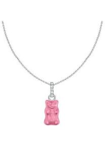 Kette mit Anhänger Thomas Sabo "THOMAS x HARIBO Schmuck: Goldbär" Halsketten Gr. 45, Silber 925 (Sterlingsilber), rosa (silberfarben, pink, kristallweiß) Damen mit Kristallglas, Zirkonia (synth.)