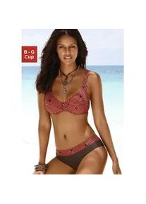 Bügel-Bikini s.Oliver Gr. 36, Cup B, rot (rot, braun) Damen Bikini-Sets mit grafischem Druckdesign