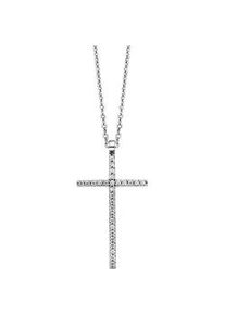 Kette mit Anhänger JULIE JULSEN "925/- Sterling Silber rhodiniert Kreuz" Halsketten Gr. 45cm, Silber 925 (Sterlingsilber), L: 45cm, weiß Damen