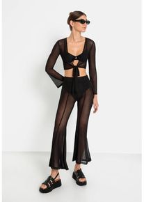 LSCN BY LASCANA Strandset: Shirt und Hose schwarz Gr. 36 für Damen. Mit tiefer V-Ausschnitt. Figurbetont