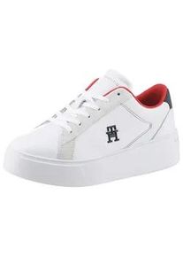 Plateausneaker Tommy Hilfiger "TH PLATFORM COURT SNEAKER NBK" Gr. 40, weiß Damen Schuhe Freizeitschuh, Halbschuh, Schnürschuh mit Logo im Plateau