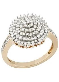 Diamantring Firetti "Schmuck Geschenk Gold 585 Damenring Goldring Diamant Blume" Fingerringe Gr. 17, 0,51 ct P2 = erkennbare Einschlüsse, Gelbgold 585-Diamanten, silberfarben (gelbgoldfarben, silberfarben) Damen mit Diamanten