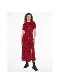 Blusenkleid Tommy Jeans "TJW FLORAL MIDI DRESS" Gr. XL (42), N-Gr, schwarz (mountain floral) Damen Kleider mit Blumenprint