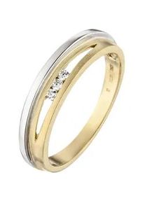 Goldring Jobo Fingerringe Gr. 54, Gelbgold 375-Weißgold 375, gelb (gelbgold 375) Damen 375 Gold bicolor mit 3 Zirkonia