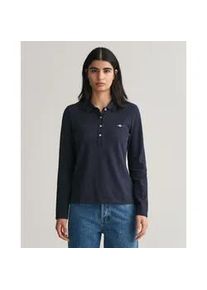 Langarm-Poloshirt Gant "SLIM SHIELD LS PIQUE POLO" Gr. XXL, blau (evening blau) Damen Shirts