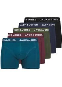 Jack & Jones PlusSize Trunk JACK & JONES PLUSSIZE "JACTEO SOLID TRUNKS 5 PACK BOX PLS" Gr. XXXL, bunt (navy blazer pack:vineyard wine, schwarz, kombu grün, legion blau) Herren Unterhosen