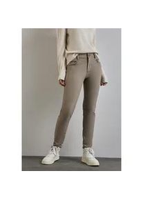 Stoffhose Street One "Style YORK" Gr. 44, Länge 28, braun (ashen maple beige) Damen Hosen mit Zipper-Details