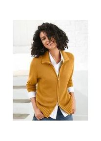 Strickjacke Casual Looks Gr. 42, gelb (maisgelb) Damen Strickjacken