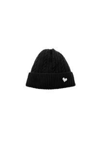 Strickmütze mit Herzmotiv für Damen und Mädchen mit Flechtmuster