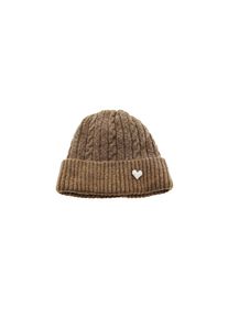 Strickmütze mit Herzmotiv für Damen und Mädchen mit Flechtmuster