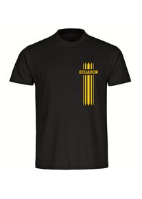 multifanshop Kinder T-Shirt - Ecuador - Streifen - Druck gelb - Kind