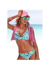 Triangel-Bikini Venice Beach Gr. 38, Cup C/D, grün (gestreift, türkis) Damen Bikini-Sets aus Piqué-Qualität