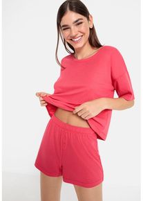 LSCN BY LASCANA Shorty lila Gr. 32/34 für Damen. Rundhals und Zierknöpfe. Oversize