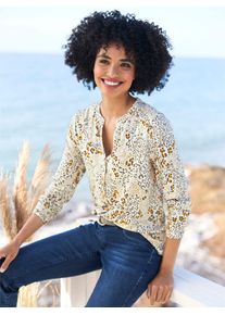 Heine Damen Shirtblusechampagner, ocker, bedruckt, Gr. 44, gemustert, animal-print, bedruckt, 95% Viskose, 5% Elasthan, Blusen