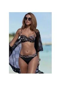 Bügel-Bandeau-Bikini Lascana Gr. 44, Cup E, schwarz (schwarz, bedruckt) Damen Bikini-Sets mit Animalprint