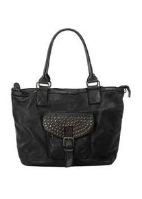 Shopper Samantha Look Gr. B/H/T: 40cm x 26cm x 14cm onesize, schwarz Damen Taschen echt Leder, Made in Italy