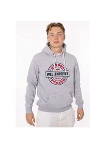 Hoodie Zwillingsherz ""Wellenreiter" Herren" Gr. L, grau (hellgrau) Herren Sweatshirts mit Fronttaschen und Kordel