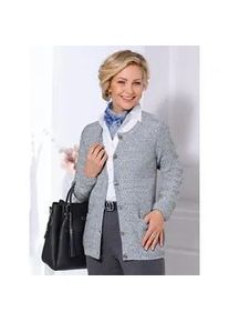 Classic Dog Cardigan CLASSIC Gr. 42, blau (hellgrau-jeansblau-gemustert) Damen Strickjacken