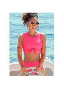 Crop-Bikini-Top Venice Beach "Planet" Gr. 42, Cup C/D, orange (koralle) Damen Bikini-Oberteile mit Zierknoten