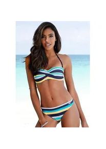 Bandeau-Bikini Venice Beach Gr. 36, Cup B, bunt (marine, gelb, gestreift) Damen Bikini-Sets mit Streifen