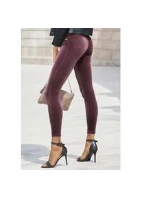 Leggings Lascana Gr. 44/46, N-Gr, rot (weinrot) Damen Hosen in weicher, elastischer Samtoptik