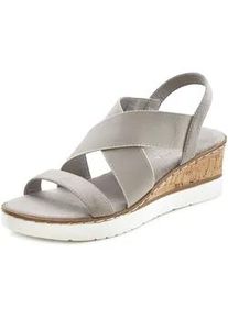 Sandalette Lascana Gr. 41, grau Damen Schuhe Sandale, Sommerschuh mit Keilabsatz und elastischen Riemen VEGAN