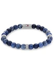 Armband Tommy Hilfiger "Schmuck Edelstahl Armschmuck" Armbänder Gr. Edelstahl, blau (edelstahlfarben, blau, rot, weiß, blau) Herren mit Lavastein oder Sodalith