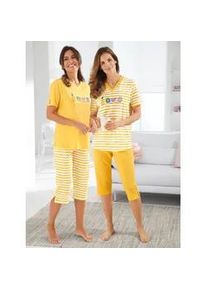 Schlafanzug Comtessa Gr. 48/50, gelb (gelb, gelb, geringelt) Damen Homewear-Sets