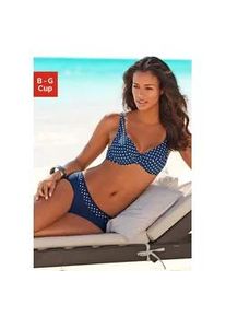 Bügel-Bikini Lascana Gr. 40, Cup D, blau (marine, weiß) Damen Bikini-Sets mit modischen Punkten