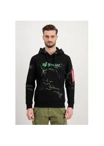 Hoodie Alpha Industries "Alpha Industries Men - Hoodies Lightning AOP Hoodie" Gr. 2 XL, grün (schwarz, poisongrün) Herren Sweatshirts