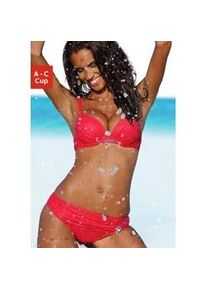 Push-Up-Bikini s.Oliver Gr. 32, Cup A, rot Damen Bikini-Sets mit Zierring an der Hose