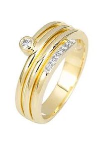 Fingerring Jobo Fingerringe Gr. 60, SI = kleine Einschlüsse, Gelbgold 585-Diamanten, gelb (gelbgold 585) Damen 585 Gold mit 8 Diamanten