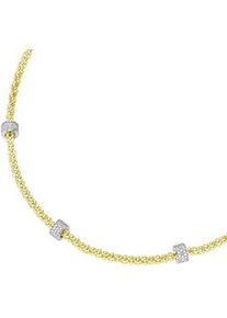 Collier Smart Jewel "Himbeerkette, Rondelle mit Zirkonia Steinen, Silber 925" Halsketten Gr. 45cm, Silber 925 (Sterlingsilber), goldfarben (silber, vergoldet bicolor) Damen