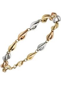 Goldarmband Jobo Armbänder Gr. Gelbgold 585-Roségold 585-Weißgold 585, gelb (gelbgold 585) Damen 585 Gelbgold Roségold Weißgold tricolor 19 cm